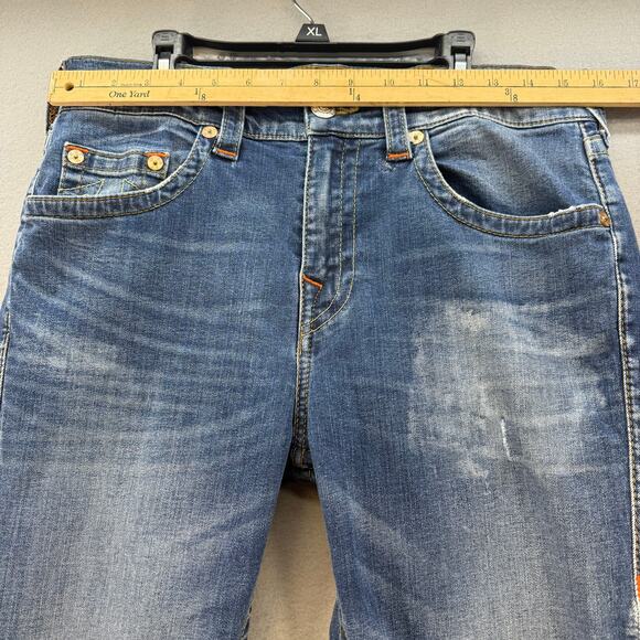 True Religion Jeans Women's 31 (12) Blue Tapered Leg Stained High Rise Fit - Picture 12 of 16